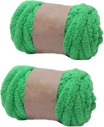 FSAON Chenille-Garn, grobes Polyester-Garn zum Handstricken, Decken/Schals, Mützen, Schuhe, je 250 g/20 m (grün) von FSAON