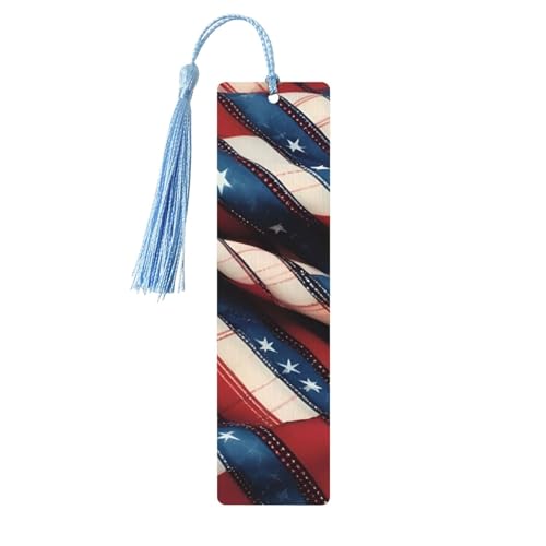 Amerikanische Flagge, Patchwork-Lesezeichen aus Holz, zum Aufhängen, Ornamente, rechteckige Lesezeichen mit Löchern und Seilen Amerikanische Flagge, Patchwork-Lesezeichen aus Holz, zum Aufhängen, Ornamente, rechteckige Lesezeichen mit Löchern und Seilen von FSCEV
