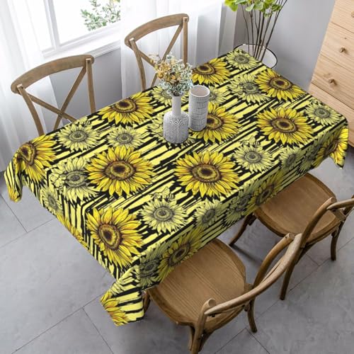 FSCEV Bees Sunflowe Tischdecke, rechteckig, für Küche, Esszimmer, Innen- und Außenbereich von FSCEV