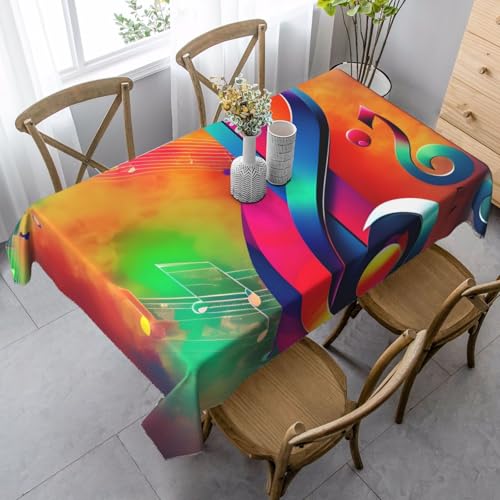 FSCEV Bunte Tischdecke mit Musiknoten, rechteckig, für Küche, Esszimmer, Innen- und Außenbereich von FSCEV