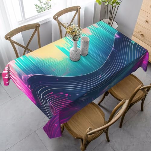 FSCEV Coole Musik Schallwellen-Tischdecke, rechteckig, Schutz, Küche, Esszimmer, Innen- und Außendekoration von FSCEV
