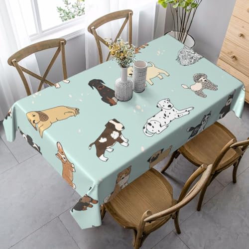 FSCEV Hunde-Tischdecke, rechteckig, für Küche, Esszimmer, Innen- und Außenbereich von FSCEV