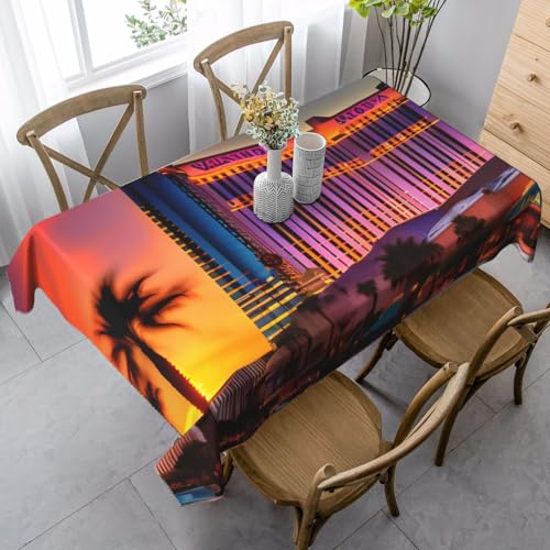 FSCEV Las Vegas Sonnenuntergang Tischdecke, rechteckig, für Küche, Esszimmer, Innen- und Außenbereich, 1 Stück von FSCEV