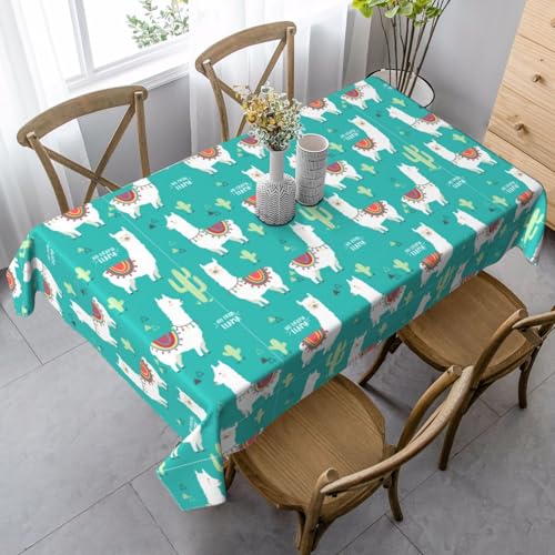 FSCEV Niedliche weiße Tischdecke mit Lama- und Kaktus, rechteckig, für Küche, Esszimmer, Innen- und Außenbereich FSCEV Niedliche weiße Tischdecke mit Lama- und Kaktus, rechteckig, für Küche, Esszimmer, Innen- und Außenbereich von FSCEV