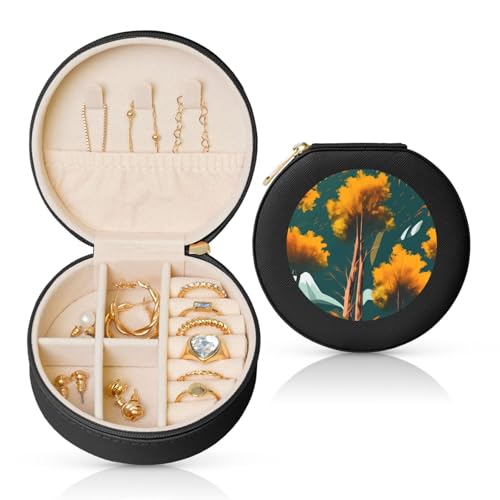 FSCEV Runde Schmuckschatulle aus Leder, Motiv: Nationalparks, Sonnenscheinbäume, Organizer, tragbar, für den täglichen Gebrauch, kleine Zubehörbox FSCEV Runde Schmuckschatulle aus Leder, Motiv: Nationalparks, Sonnenscheinbäume, Organizer, tragbar, für den täglichen Gebrauch, kleine Zubehörbox von FSCEV
