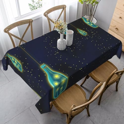 FSCEV Schöne Tischdecke mit einer Flasche unter dem Nachthimmel, rechteckig, Schutz für Küche, Esszimmer, Innen- und Außenbereich von FSCEV