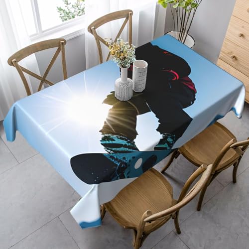 FSCEV Snowboard-Tischdecke, rechteckig, für Küche, Esszimmer, Innen- und Außenbereich von FSCEV
