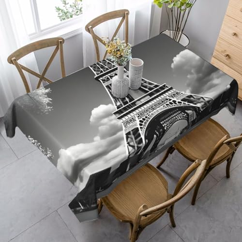 FSCEV Tischdecke, Motiv: Paris Eiffelturm und Wolke, rechteckig, für Küche, Esszimmer, Innen- und Außenbereich von FSCEV