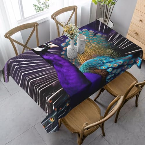 FSCEV Tischdecke, Pfau, rechteckig, für Küche, Esszimmer, Innen- und Außenbereich, Violett von FSCEV