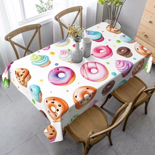 FSCEV Tischdecke, rechteckig, Motiv: Cupcakes, Donuts, Muffins, für Küche, Esszimmer, Innen- und Außenbereich von FSCEV