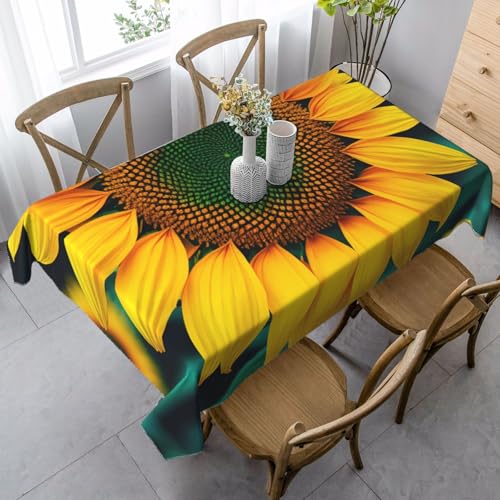 FSCEV Tischdecke, rechteckig, Motiv: Regenbogen-Sonnenblume, für Küche, Esszimmer, Innen- und Außenbereich von FSCEV
