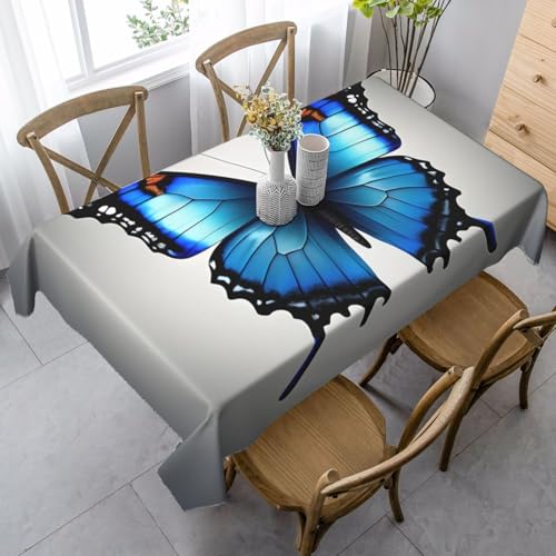 FSCEV Tischdecke, rechteckig, Motiv: blaue Schmetterlinge, für Küche, Esszimmer, Innen- und Außenbereich von FSCEV