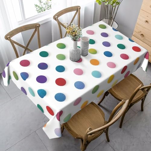 FSCEV Tischdecke, rechteckig, für Küche, Esszimmer, Innen- und Außenbereich, Blau mit Punkten von FSCEV