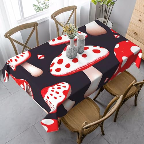 FSCEV Tischdecke, rechteckig, für Küche, Esszimmer, Innen- und Außenbereich, Rot / Weiß / Pilz von FSCEV