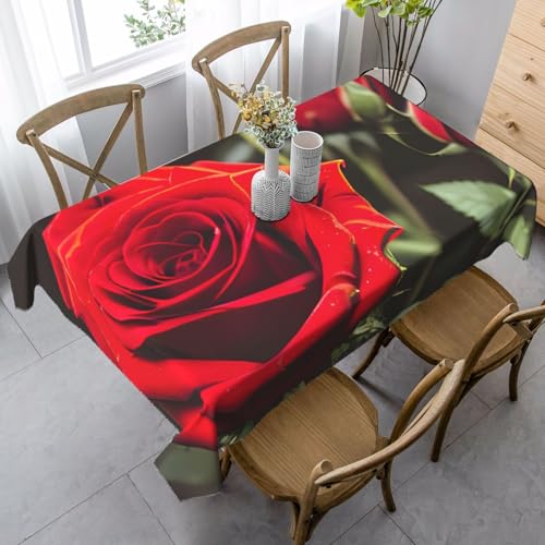 FSCEV Tischdecke, rechteckig, für Küche, Esszimmer, Innen- und Außenbereich, Weinrot und Rot von FSCEV
