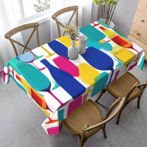 FSCEV Tischdecke für Cocktailgläser und Weinflaschen, rechteckig, für Küche, Esszimmer, Innen- und Außenbereich von FSCEV