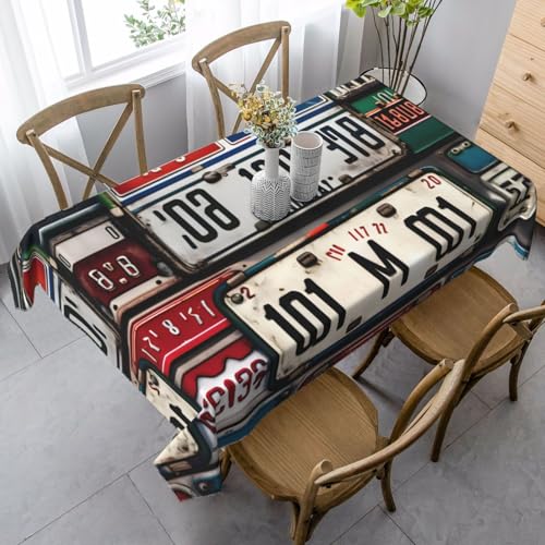 FSCEV Tischdecke für alte Nummernschilder, rechteckig, für Küche, Esszimmer, Innen- und Außenbereich von FSCEV