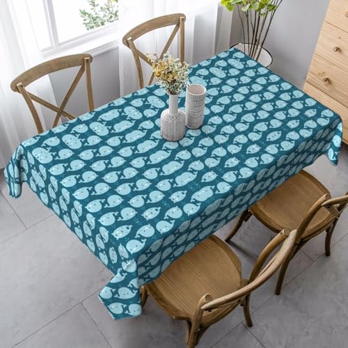 FSCEV Tischdecke mit Cartoon-Walen, rechteckig, für Küche, Esszimmer, Innen- und Außenbereich von FSCEV
