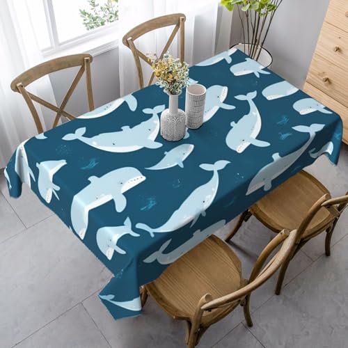 FSCEV Tischdecke mit Cartoon-Walen, rechteckig, für Küche, Esszimmer, Innen- und Außenbereich von FSCEV