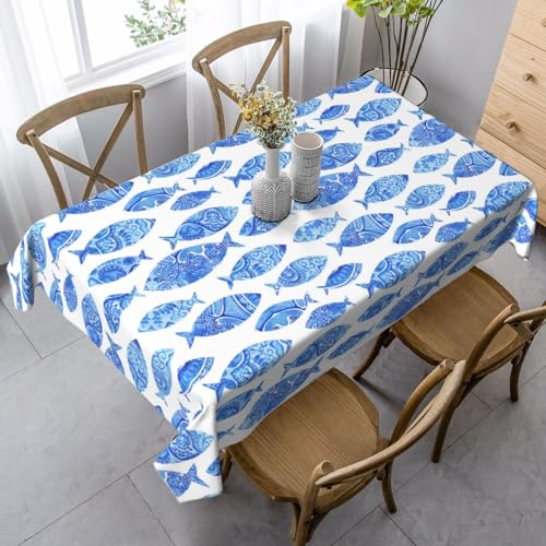 FSCEV Tischdecke mit Fischmalerei, rechteckig, für Küche, Esszimmer, Innen- und Außenbereich FSCEV Tischdecke mit Fischmalerei, rechteckig, für Küche, Esszimmer, Innen- und Außenbereich von FSCEV