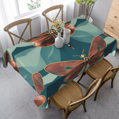 FSCEV Tischdecke mit Libellen- und Lotusmotiv, rechteckig, für Küche, Esszimmer, Innen- und Außenbereich FSCEV Tischdecke mit Libellen- und Lotusmotiv, rechteckig, für Küche, Esszimmer, Innen- und Außenbereich von FSCEV