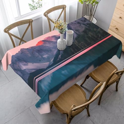 FSCEV Tischdecke mit See- und Sonnenuntergang, rechteckig, für Küche, Esszimmer, Innen- und Außenbereich von FSCEV