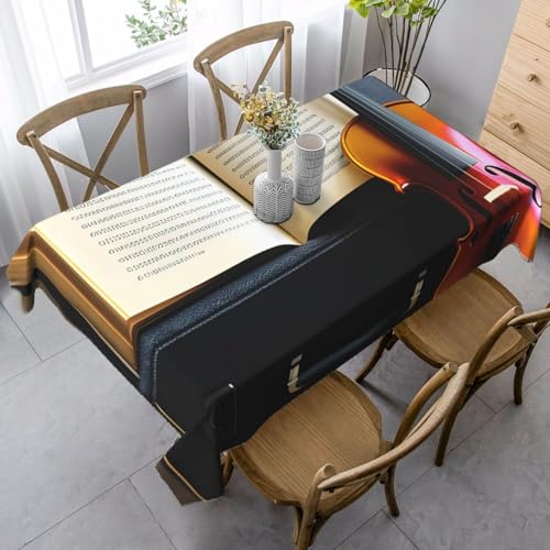 FSCEV Tischdecke mit Violine und Buch, rechteckig, für Küche, Esszimmer, Innen- und Außenbereich FSCEV Tischdecke mit Violine und Buch, rechteckig, für Küche, Esszimmer, Innen- und Außenbereich von FSCEV