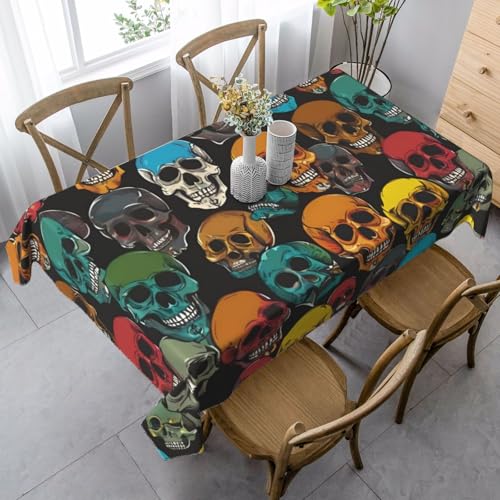 FSCEV Tischdecke mit bunten Totenköpfen, rechteckig, für Küche, Esszimmer, Innen- und Außenbereich FSCEV Tischdecke mit bunten Totenköpfen, rechteckig, für Küche, Esszimmer, Innen- und Außenbereich von FSCEV