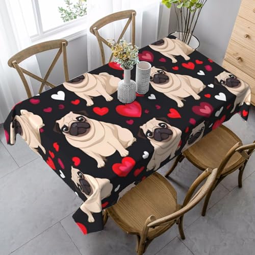 FSCEV Tischdecke mit niedlichem Mops, rechteckig, für Küche, Esszimmer, Innen- und Außenbereich FSCEV Tischdecke mit niedlichem Mops, rechteckig, für Küche, Esszimmer, Innen- und Außenbereich von FSCEV