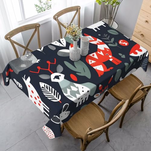 FSCEV Tischdecke mit skandinavischen Tieren, rechteckig, für Küche, Esszimmer, Innen- und Außenbereich von FSCEV