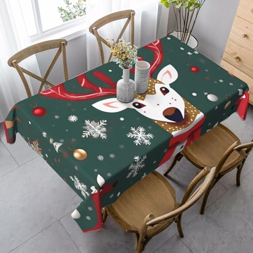 FSCEV Tischdecke mit weihnachtlichem Hirsch, rechteckig, für Küche, Esszimmer, Innen- und Außenbereich von FSCEV