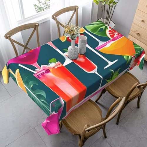 FSCEV Tropische Cocktail-Tischdecke, rechteckig, Schutz, Küche, Esszimmer, Innen- und Außendekoration von FSCEV