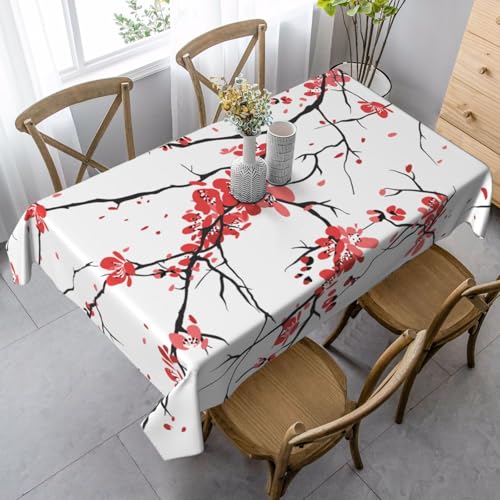 FSCEV Zarte Kirschblüten-Tischdecke, rechteckig, für Küche, Esszimmer, Innen- und Außenbereich von FSCEV