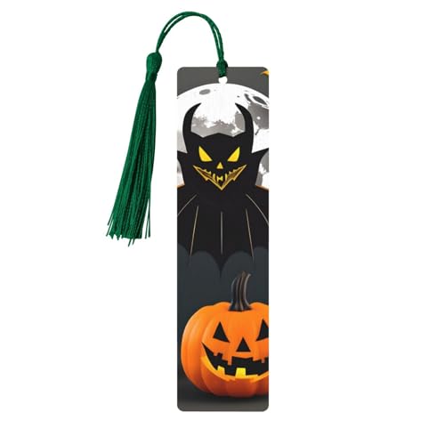 Halloween Mond Fledermaus Kürbis Holz-Lesezeichen Handwerk hängende Tags Ornamente Rechteckige Lesezeichen mit Löchern und Seilen Halloween Mond Fledermaus Kürbis Holz-Lesezeichen Handwerk hängende Tags Ornamente Rechteckige Lesezeichen mit Löchern und Seilen von FSCEV