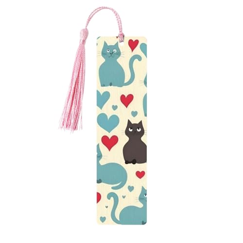 Happy Walking Kitty Holz-Lesezeichen zum Aufhängen, Ornamente, rechteckige Lesezeichen mit Löchern und Seilen Happy Walking Kitty Holz-Lesezeichen zum Aufhängen, Ornamente, rechteckige Lesezeichen mit Löchern und Seilen von FSCEV