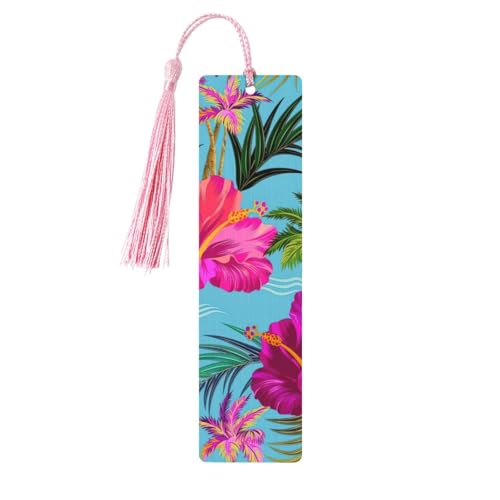 Hello Hawaii Lesezeichen aus Holz, zum Aufhängen, Ornamente, rechteckige Lesezeichen mit Löchern und Seilen von FSCEV