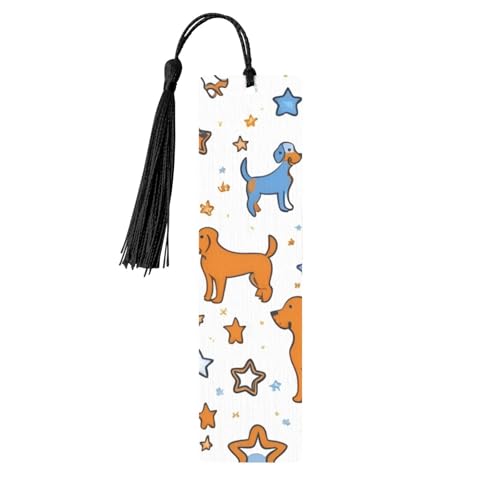 Holz-Lesezeichen mit Hunden, zum Aufhängen, Ornamente, rechteckige Lesezeichen mit Löchern und Seilen Holz-Lesezeichen mit Hunden, zum Aufhängen, Ornamente, rechteckige Lesezeichen mit Löchern und Seilen von FSCEV