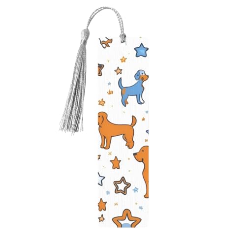 Holz-Lesezeichen mit Hunden, zum Aufhängen, Ornamente, rechteckige Lesezeichen mit Löchern und Seilen Holz-Lesezeichen mit Hunden, zum Aufhängen, Ornamente, rechteckige Lesezeichen mit Löchern und Seilen von FSCEV