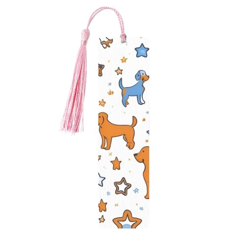 Holz-Lesezeichen mit Hunden, zum Aufhängen, Ornamente, rechteckige Lesezeichen mit Löchern und Seilen Holz-Lesezeichen mit Hunden, zum Aufhängen, Ornamente, rechteckige Lesezeichen mit Löchern und Seilen von FSCEV