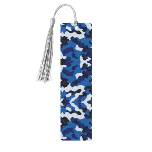 Holz-Lesezeichen mit Löchern und Seilen, Camouflage, zum Aufhängen, Ornamente, rechteckig, Blau Holz-Lesezeichen mit Löchern und Seilen, Camouflage, zum Aufhängen, Ornamente, rechteckig, Blau von FSCEV