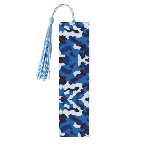 Holz-Lesezeichen mit Löchern und Seilen, Camouflage, zum Aufhängen, Ornamente, rechteckig, Blau Holz-Lesezeichen mit Löchern und Seilen, Camouflage, zum Aufhängen, Ornamente, rechteckig, Blau von FSCEV