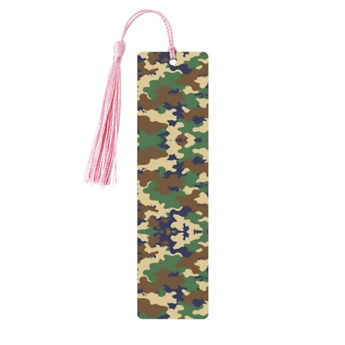 Holz-Lesezeichen mit Löchern und Seilen, Militär-Design, Camouflage, Grün, zum Aufhängen, Ornamente, rechteckig Holz-Lesezeichen mit Löchern und Seilen, Militär-Design, Camouflage, Grün, zum Aufhängen, Ornamente, rechteckig von FSCEV