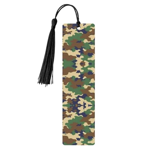 Holz-Lesezeichen mit Löchern und Seilen, Militär-Design, Camouflage, Grün, zum Aufhängen, Ornamente, rechteckig Holz-Lesezeichen mit Löchern und Seilen, Militär-Design, Camouflage, Grün, zum Aufhängen, Ornamente, rechteckig von FSCEV