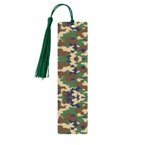 Holz-Lesezeichen mit Löchern und Seilen, Militär-Design, Camouflage, Grün, zum Aufhängen, Ornamente, rechteckig Holz-Lesezeichen mit Löchern und Seilen, Militär-Design, Camouflage, Grün, zum Aufhängen, Ornamente, rechteckig von FSCEV