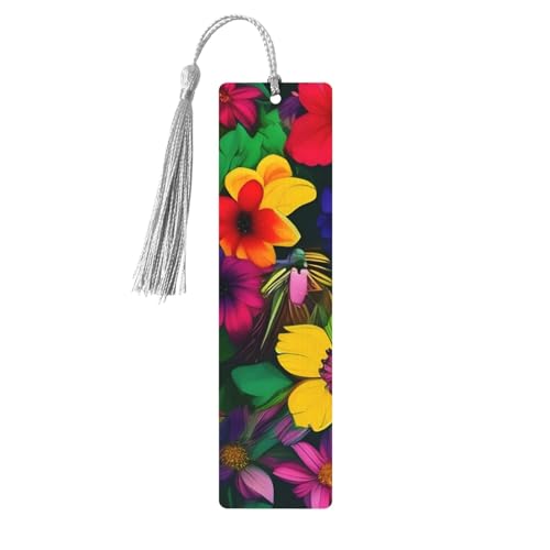 Holz-Lesezeichen mit Regenbogen-Blumenmuster, zum Basteln, hängende Etiketten, Ornamente, rechteckige Lesezeichen mit Löchern und Seilen Holz-Lesezeichen mit Regenbogen-Blumenmuster, zum Basteln, hängende Etiketten, Ornamente, rechteckige Lesezeichen mit Löchern und Seilen von FSCEV