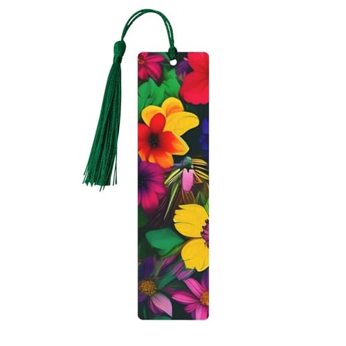 Holz-Lesezeichen mit Regenbogen-Blumenmuster, zum Basteln, hängende Etiketten, Ornamente, rechteckige Lesezeichen mit Löchern und Seilen Holz-Lesezeichen mit Regenbogen-Blumenmuster, zum Basteln, hängende Etiketten, Ornamente, rechteckige Lesezeichen mit Löchern und Seilen von FSCEV