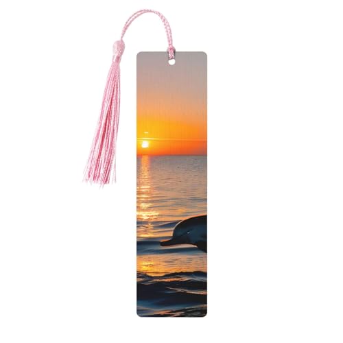 Holz-Lesezeichen mit Sonnenuntergang, Delfine, zum Basteln, hängende Etiketten, Ornamente, rechteckige Lesezeichen mit Löchern und Seilen Holz-Lesezeichen mit Sonnenuntergang, Delfine, zum Basteln, hängende Etiketten, Ornamente, rechteckige Lesezeichen mit Löchern und Seilen von FSCEV