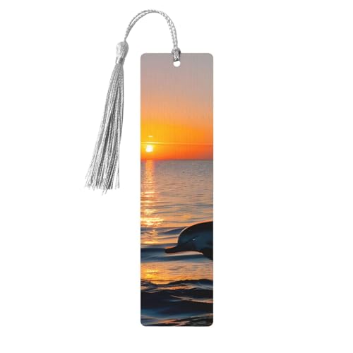 Holz-Lesezeichen mit Sonnenuntergang, Delfine, zum Basteln, hängende Etiketten, Ornamente, rechteckige Lesezeichen mit Löchern und Seilen Holz-Lesezeichen mit Sonnenuntergang, Delfine, zum Basteln, hängende Etiketten, Ornamente, rechteckige Lesezeichen mit Löchern und Seilen von FSCEV