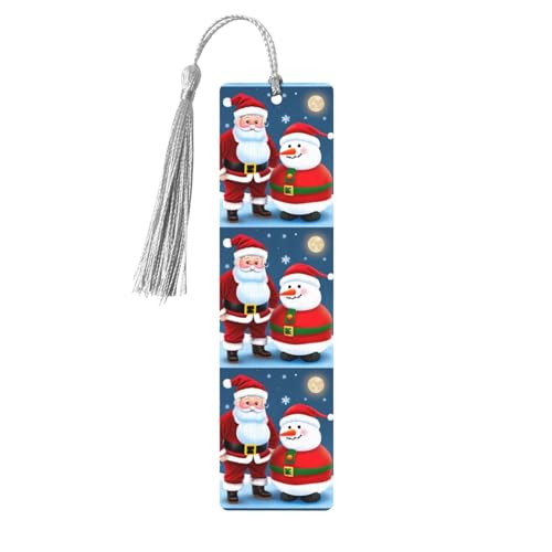 Holz-Lesezeichen mit Weihnachtsmann und Schneemann, zum Aufhängen, Ornamente, rechteckige Lesezeichen mit Löchern und Seilen Holz-Lesezeichen mit Weihnachtsmann und Schneemann, zum Aufhängen, Ornamente, rechteckige Lesezeichen mit Löchern und Seilen von FSCEV