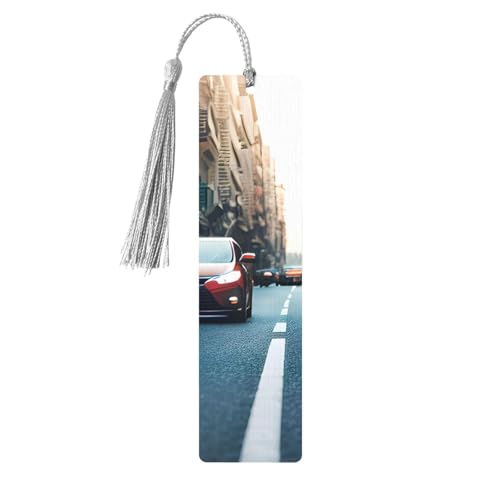 Holz-Lesezeichen mit rotem Auto und Fahrrad, zum Aufhängen, Ornamente, rechteckige Lesezeichen mit Löchern und Seilen Holz-Lesezeichen mit rotem Auto und Fahrrad, zum Aufhängen, Ornamente, rechteckige Lesezeichen mit Löchern und Seilen von FSCEV